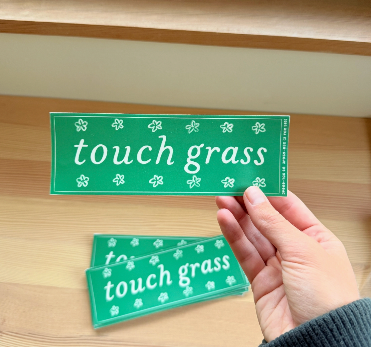 Touch Grass Bumper Sticker (6.25" x 2.25)