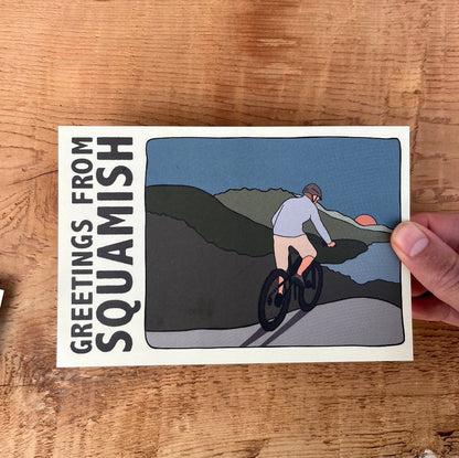 GREETINGS from SQUAMISH - bike, mountain biker (POSTCARD)