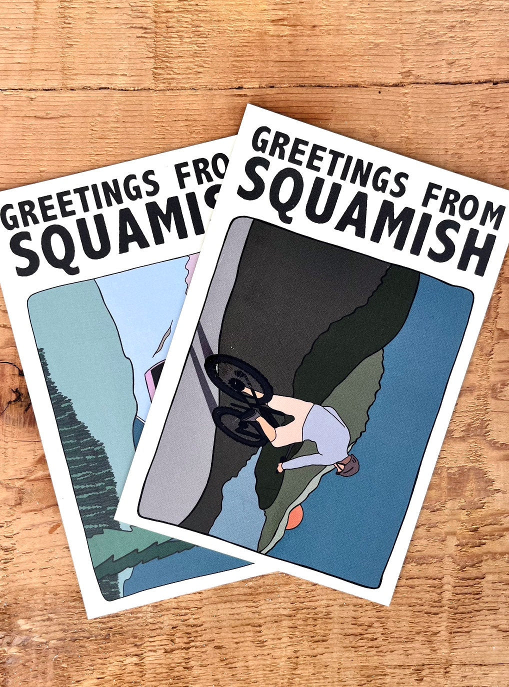 GREETINGS from SQUAMISH - bike, mountain biker (POSTCARD)