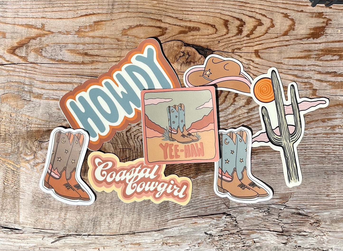 DESERT STICKER PACK - 7 Stickers, Cowboy Travel Sticker, Western Vinyl Sticker, Laptop Stickers, Cowboy, Waterproof