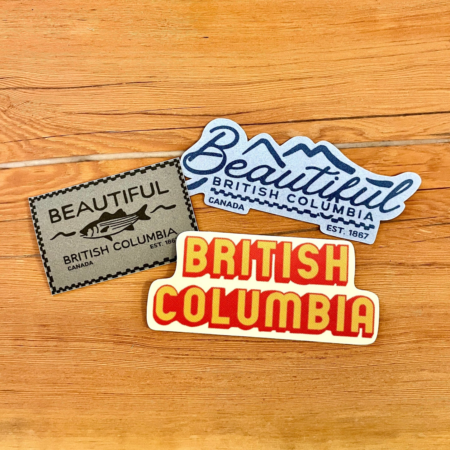 British Columbia 3 VINTAGE sticker PACK - Pacific Northwest, Travel Sticker, Vinyl Sticker, Waterproof, Laptop Stickers, BC